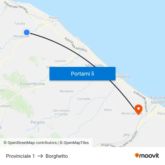 Provinciale 1 to Borghetto map