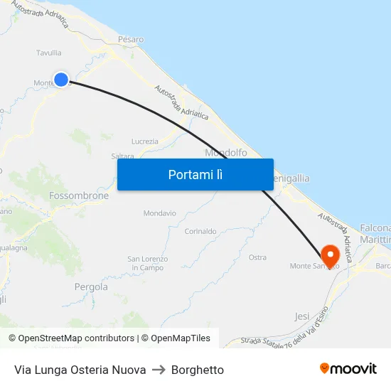 Via Lunga  Osteria Nuova to Borghetto map