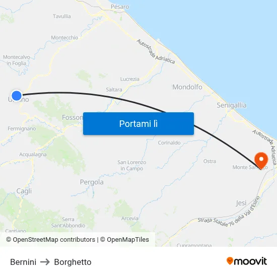 Bernini to Borghetto map