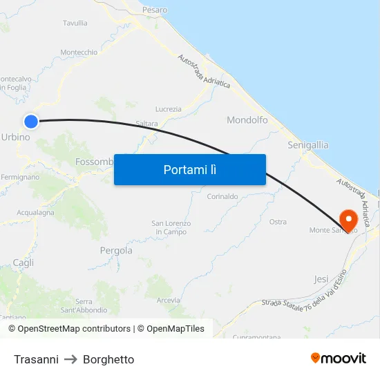 Trasanni to Borghetto map