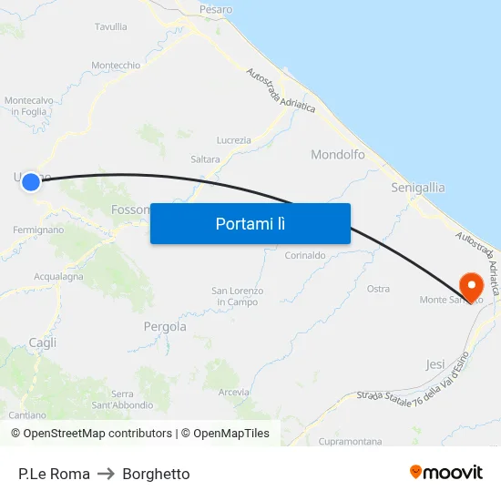P.Le Roma to Borghetto map