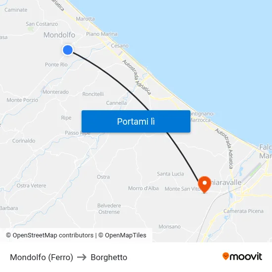 Mondolfo (Ferro) to Borghetto map