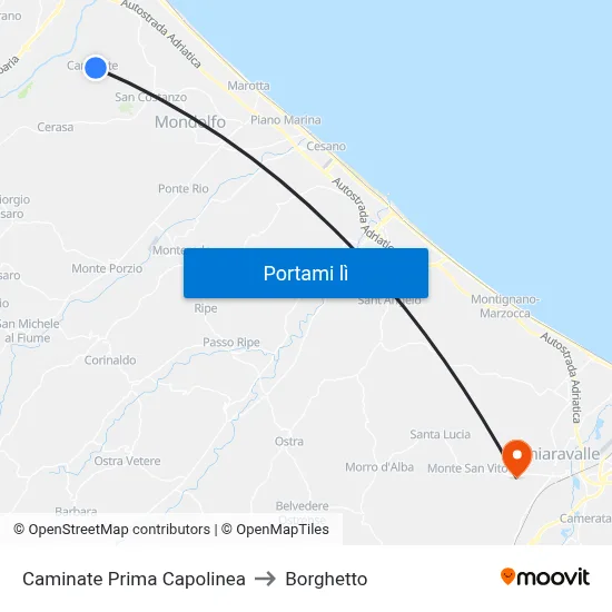 Caminate Prima Capolinea to Borghetto map