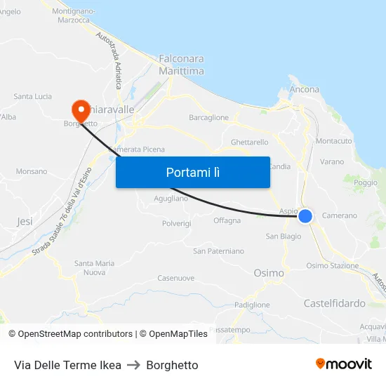 Via Delle Terme Ikea to Borghetto map