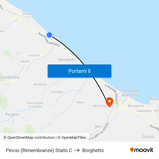 Pincio (Rimembranze) Stallo C to Borghetto map