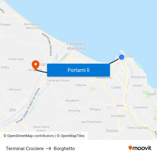 Terminal Crociere to Borghetto map