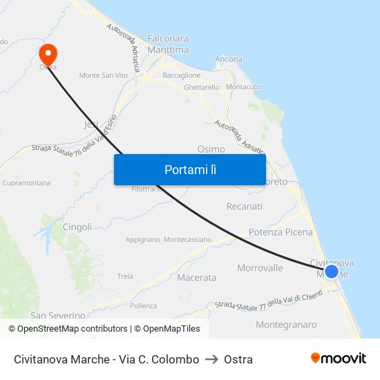 Civitanova Marche - Via C. Colombo to Ostra map