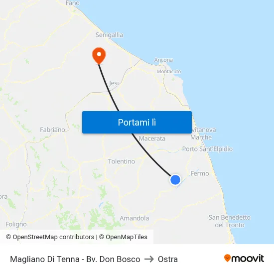 Magliano Di Tenna - Bv. Don Bosco to Ostra map