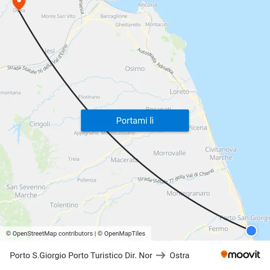 Porto S.Giorgio Porto Turistico Dir. Nor to Ostra map