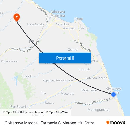 Civitanova Marche - Farmacia S. Marone to Ostra map