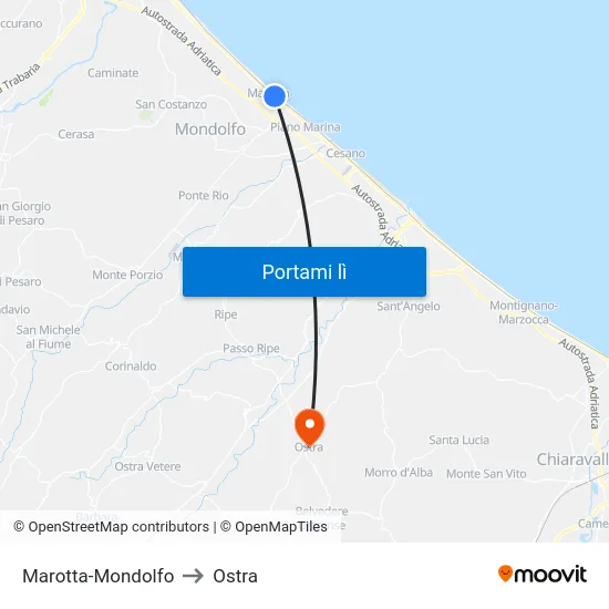 Marotta-Mondolfo to Ostra map