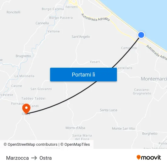 Marzocca to Ostra map