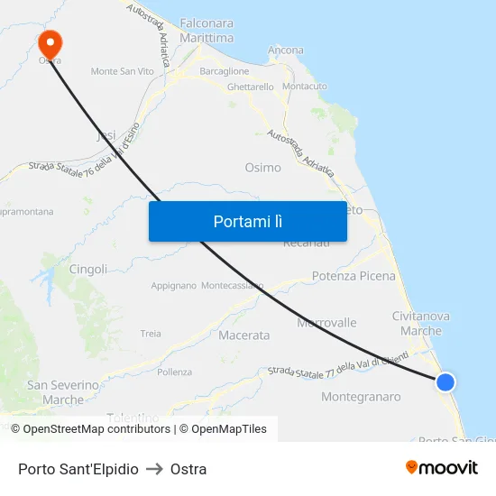 Porto Sant'Elpidio to Ostra map