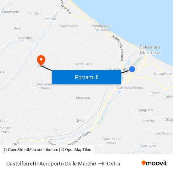 Castelferretti-Aeroporto Delle Marche to Ostra map