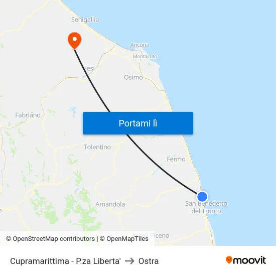 Cupramarittima - P.za Liberta' to Ostra map