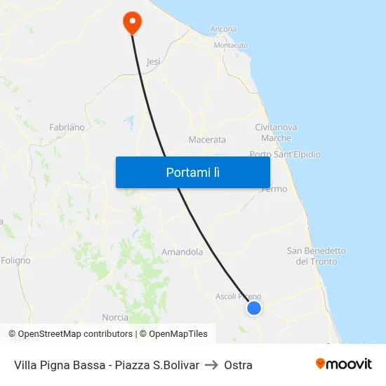 Villa Pigna Bassa - Piazza S.Bolivar to Ostra map