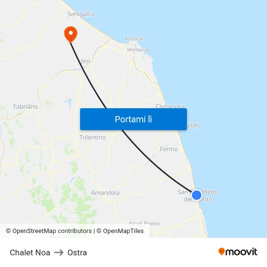 Chalet Noa to Ostra map