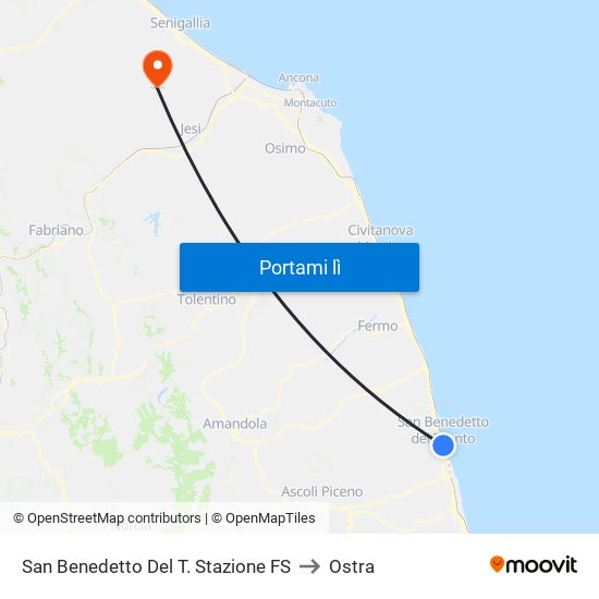 San Benedetto Del T. Stazione FS to Ostra map