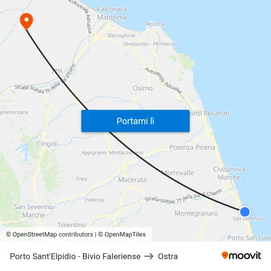 Porto Sant'Elpidio - Bivio Faleriense to Ostra map