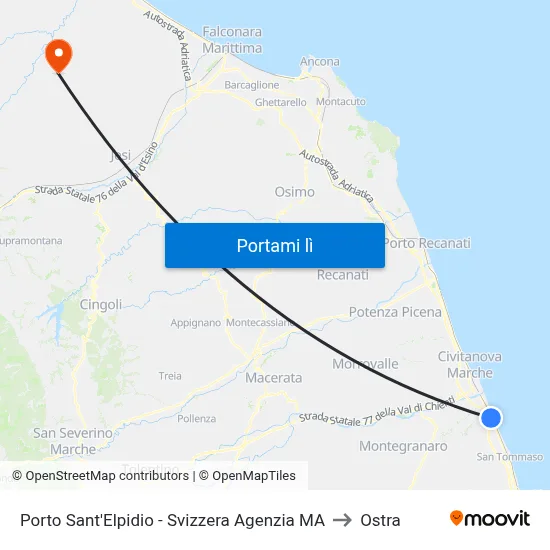 Porto Sant'Elpidio - Svizzera Agenzia MA to Ostra map