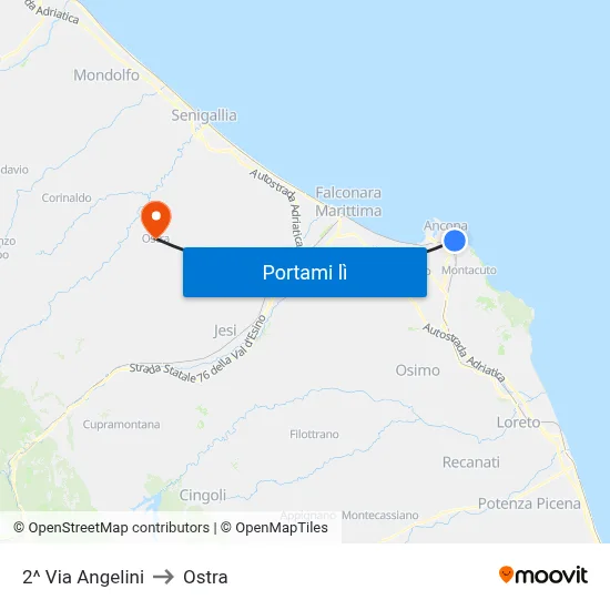 2^ Via  Angelini to Ostra map