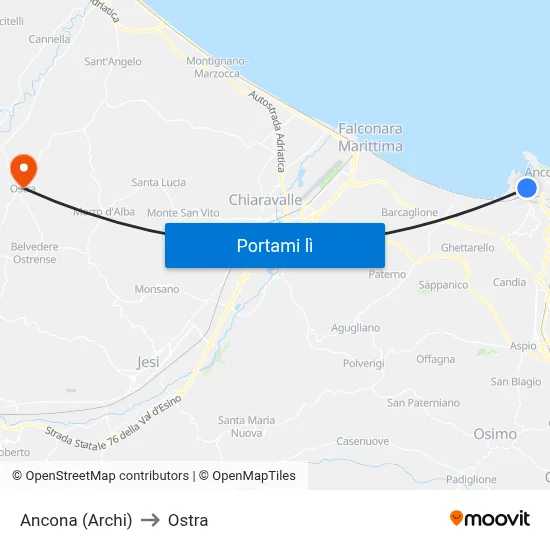 Ancona (Archi) to Ostra map
