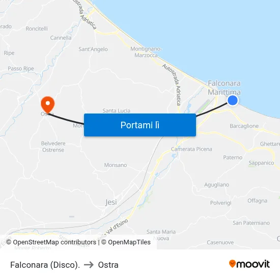 Falconara (Disco). to Ostra map