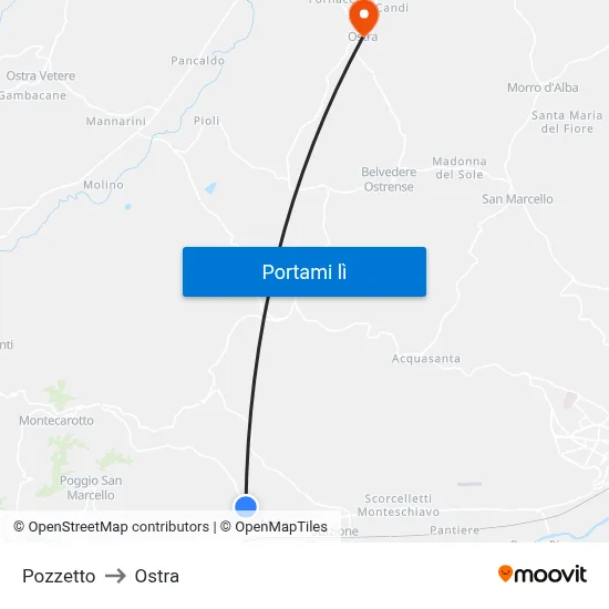 Pozzetto to Ostra map