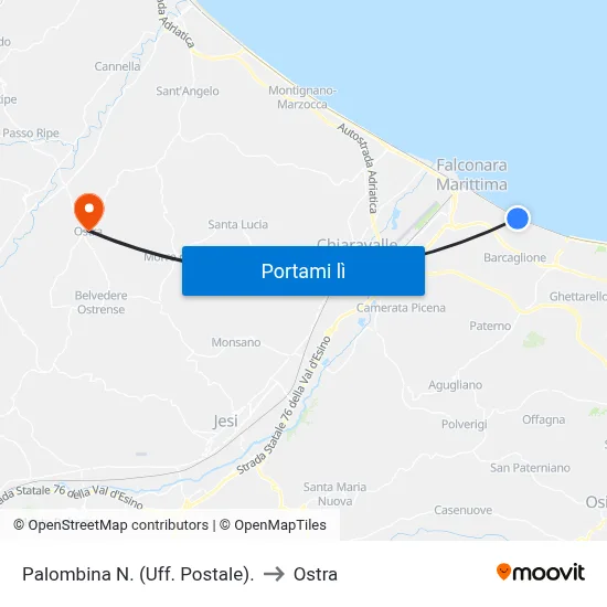 Palombina N. (Uff. Postale). to Ostra map