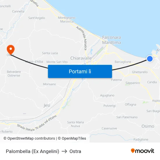 Palombella (Ex Angelini) to Ostra map