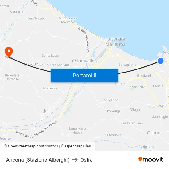 Ancona (Stazione-Alberghi) to Ostra map