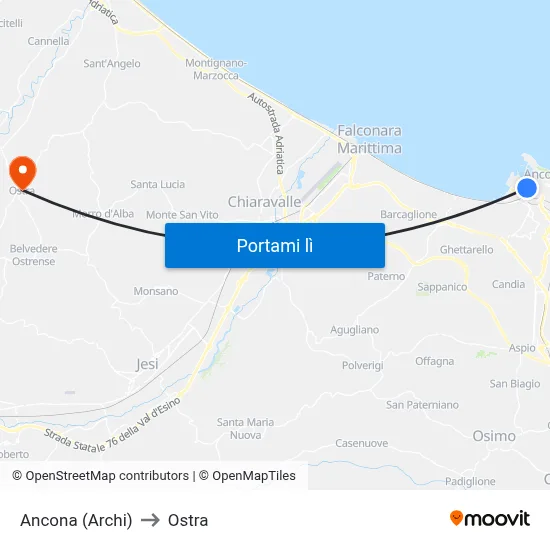 Ancona (Archi) to Ostra map