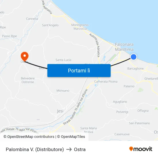 Palombina V. (Distributore) to Ostra map