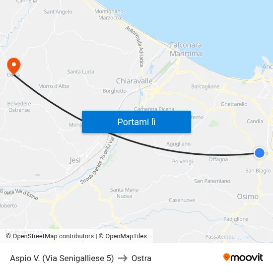 Aspio V. (Via Senigalliese 5) to Ostra map