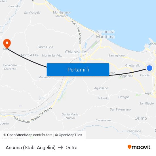 Ancona (Stab. Angelini) to Ostra map