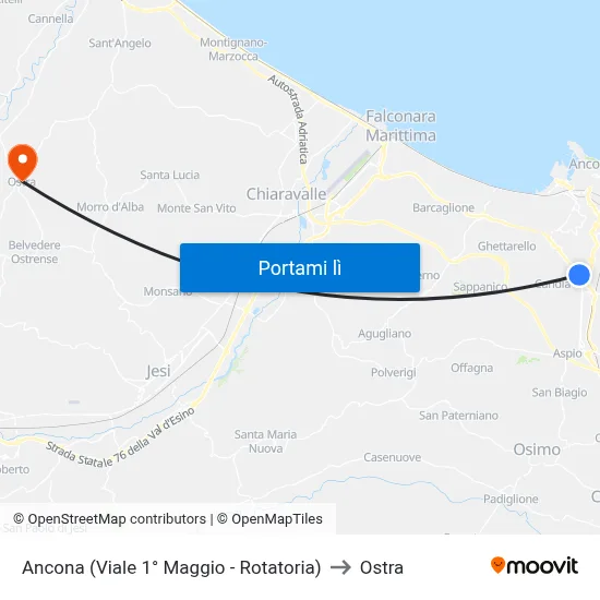 Ancona (Viale 1° Maggio - Rotatoria) to Ostra map