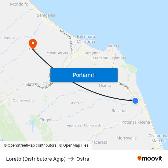 Loreto (Distributore Agip) to Ostra map