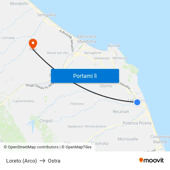 Loreto (Arco) to Ostra map