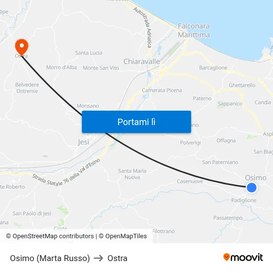 Osimo  (Marta Russo) to Ostra map