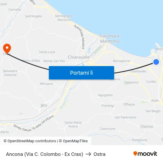 Ancona (Via C. Colombo - Ex Cras) to Ostra map