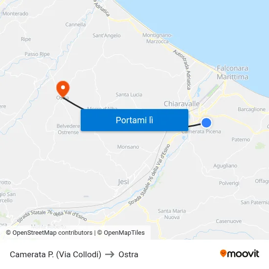 Camerata P. (Via Collodi) to Ostra map