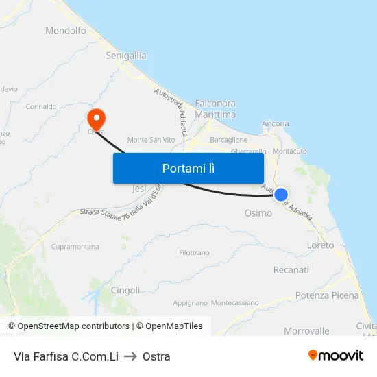 Via Farfisa C.Com.Li to Ostra map