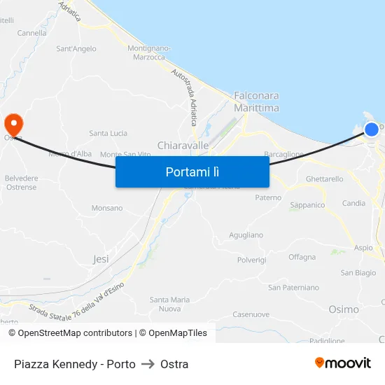 Piazza Kennedy - Porto to Ostra map