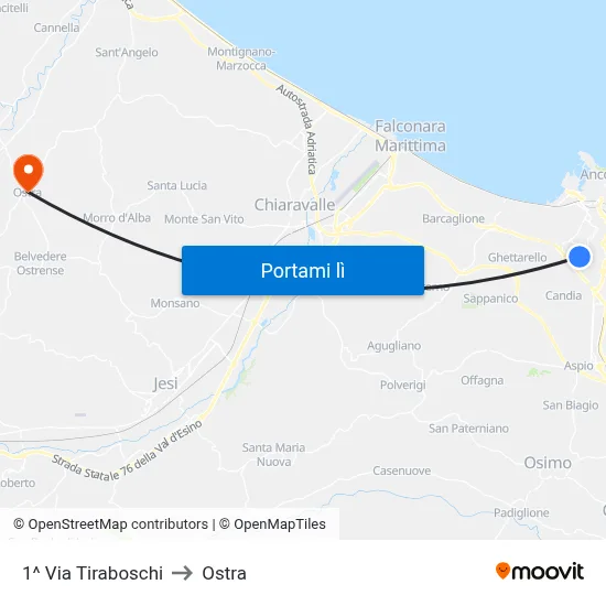 1^ Via Tiraboschi to Ostra map