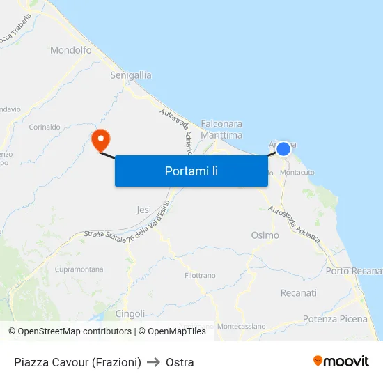 Piazza Cavour (Frazioni) to Ostra map