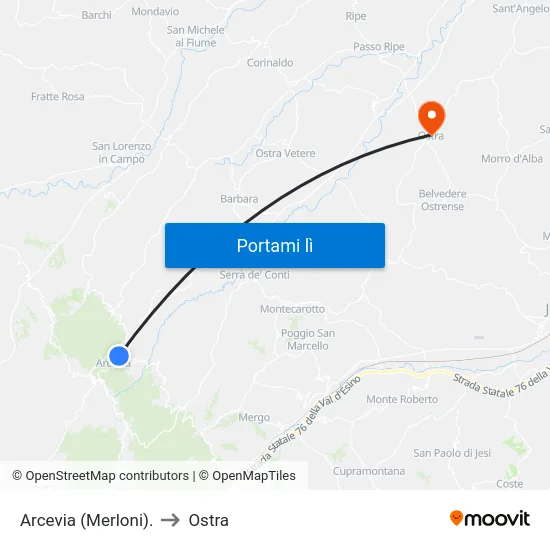 Arcevia  (Merloni). to Ostra map