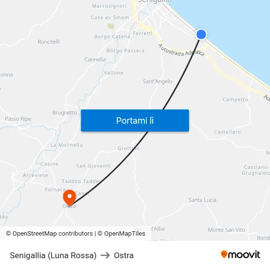 Senigallia (Luna Rossa) to Ostra map