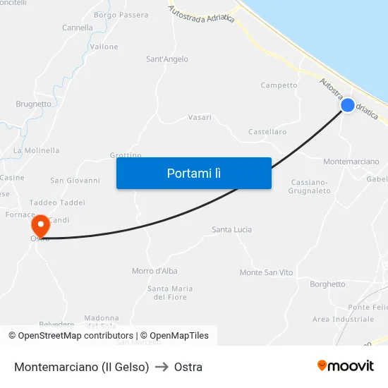 Montemarciano (Il Gelso) to Ostra map