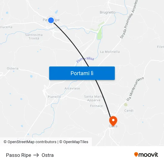 Passo Ripe to Ostra map