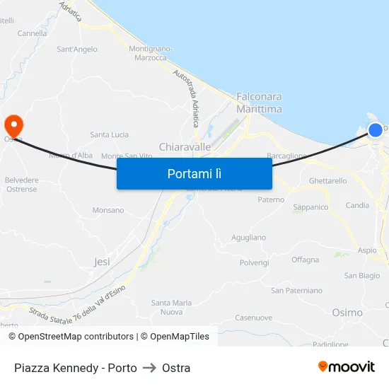 Piazza Kennedy - Porto to Ostra map